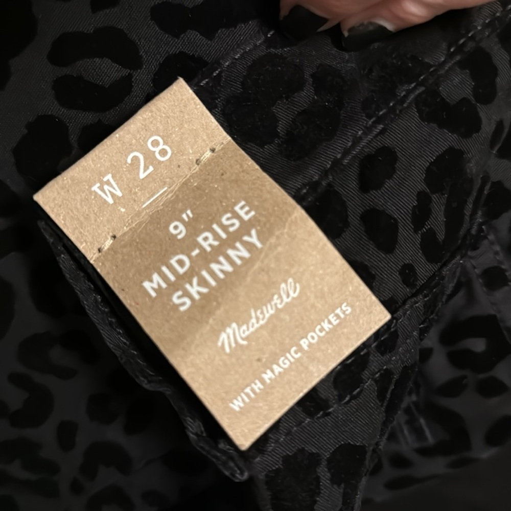 NWT Madewell Mid-Rise Skinny Jeans Flocked Leopard - Picture 7 of 10